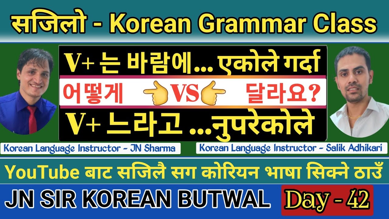 सजिलै सग कोरियन ग्रामर सिक्नुहोस | Day-42 | YouTube बाटै कोरियन भाषा सिकौ Salik Adhikari Korean