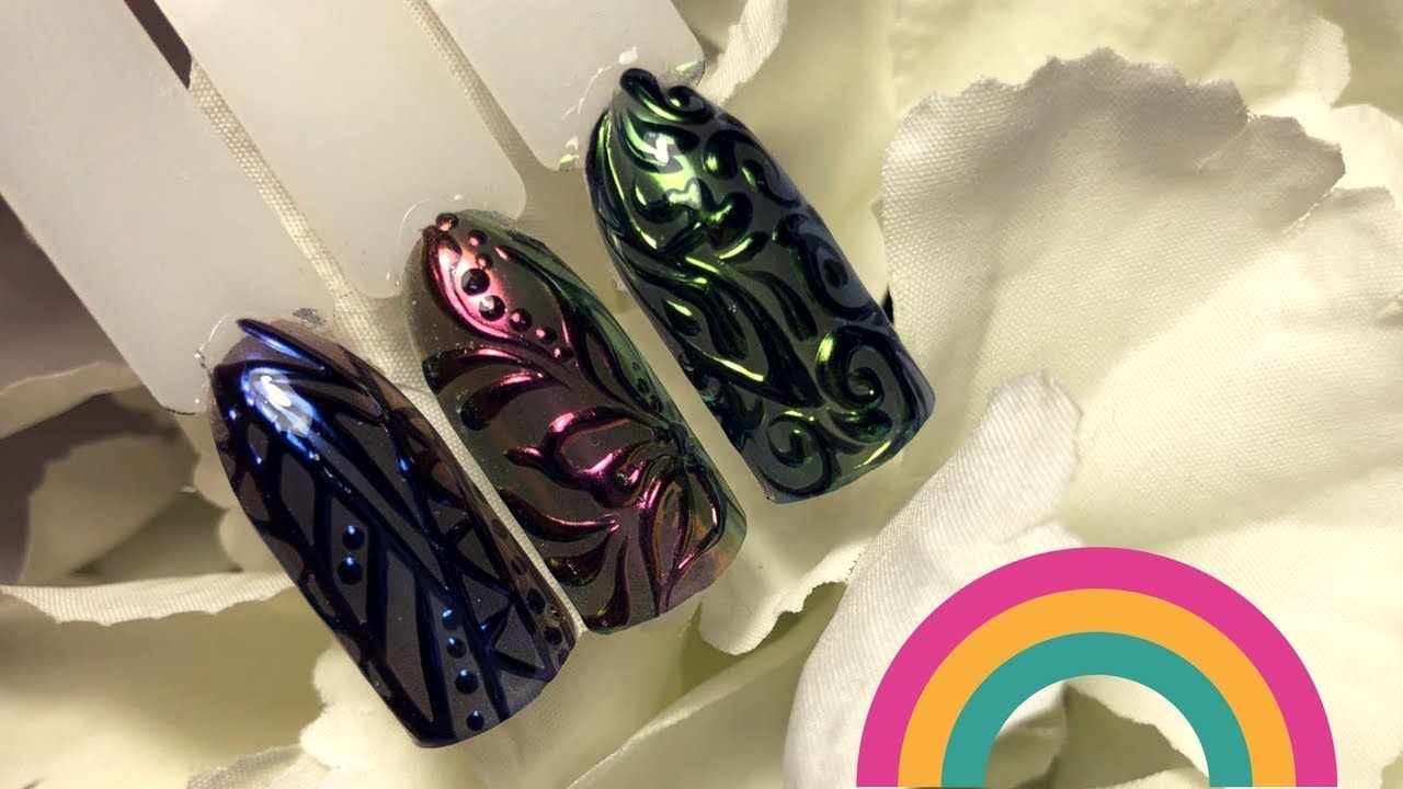 New 2017: Nail Tutorial. Rainbow Chrome Nails. New Multi- Chrome Design