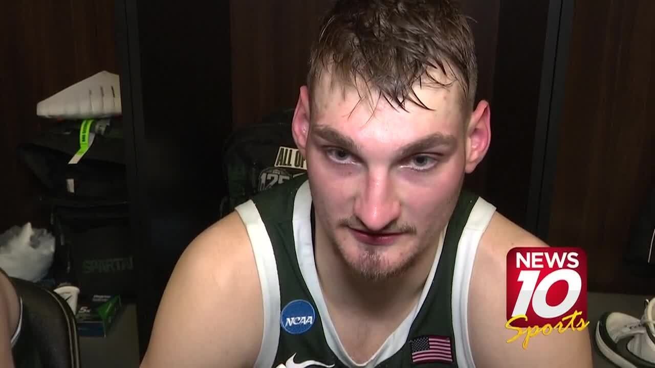 Michigan State players react to season-ending 67-63 loss to UConn in the Sweet 16