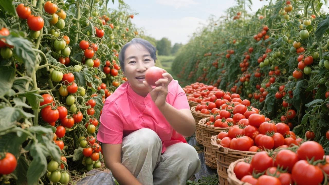 【丹霞春姐】西红柿大丰收，春姐带你体验西红柿做的美食，嘎嘎好吃！#农村生活#美食