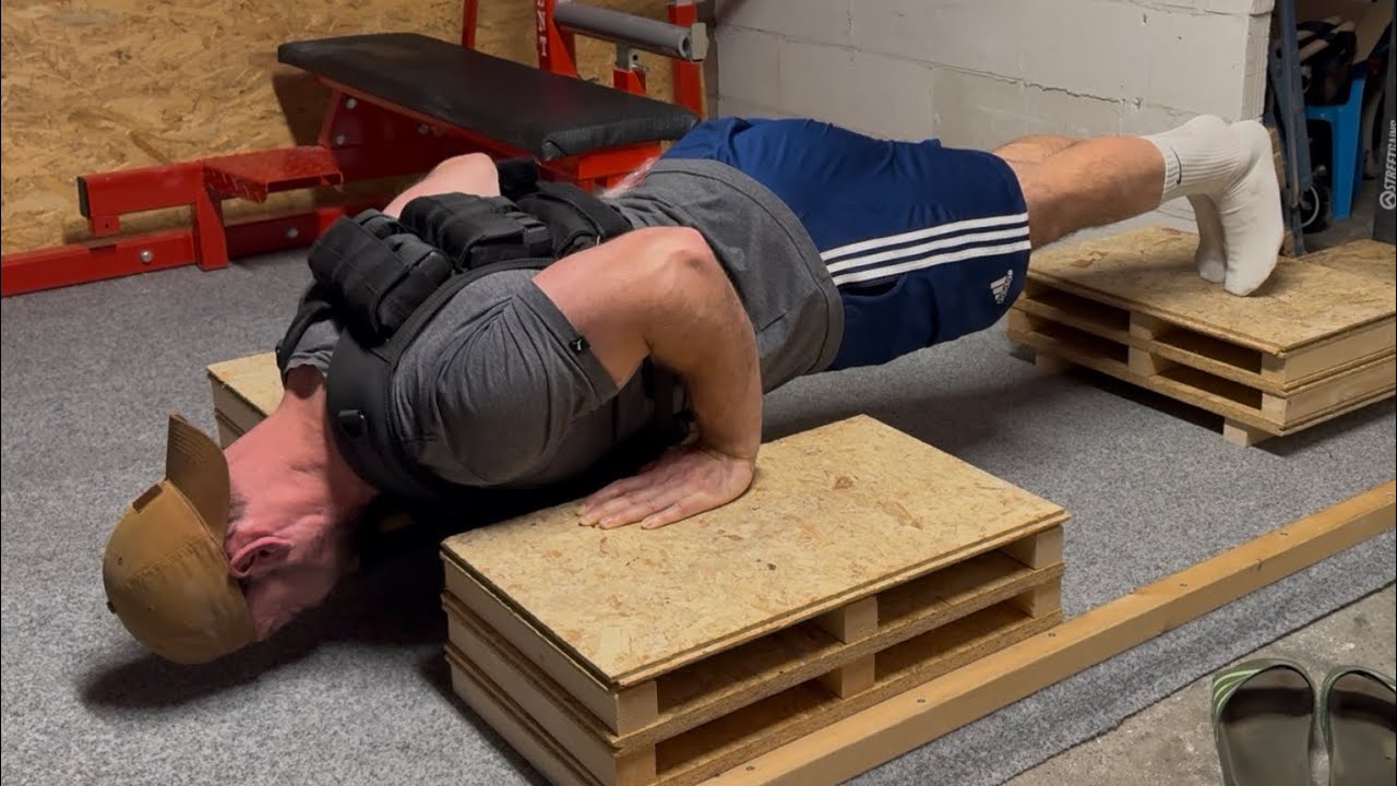 Full ROM Weighted Pushups - 22kg x 5