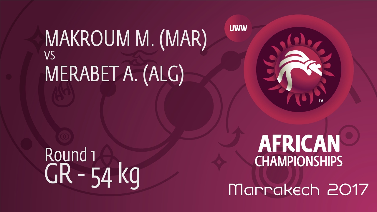 Round 1 GR - 54 kg: A. MERABET (ALG) df. M. MAKROUM (MAR) by FALL, 10-2