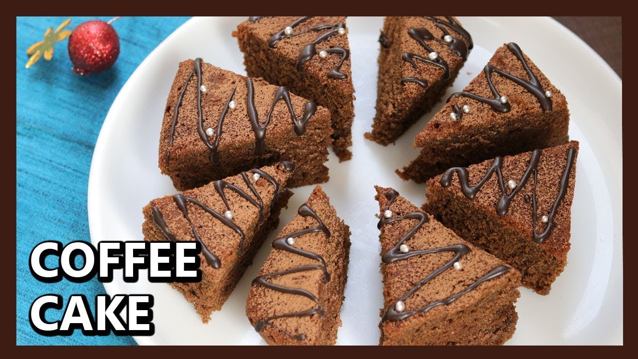 Whole Wheat Coffee Cake Without Oven | Eggless Coffee Cake | Soft Coffee Sponge Cake Recipe