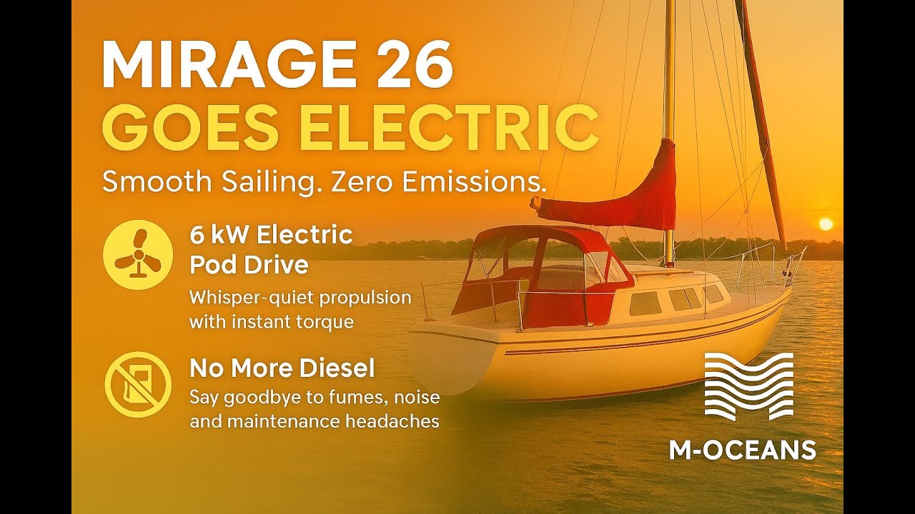 Mirage 26 Sailboat Goes Electric: 6 kW ePropulsion Pod Drive Conversion (Silent Sail!)