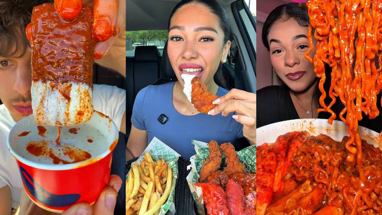 Подборка мукбангов из TikTok | Chili's, Wingstop, Buldak, In-N-Out, Chipotle и многое другое!