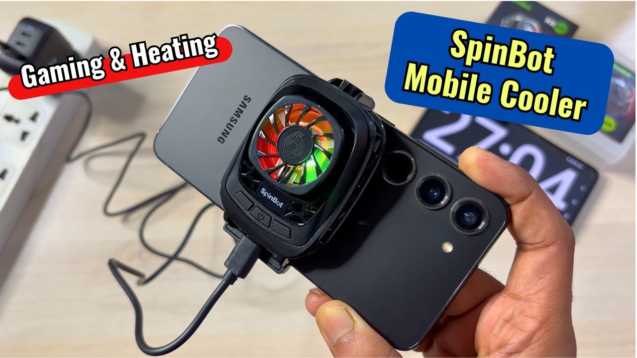 SpinBot IceDot Mobile Cooler Review - Gaming, Heating | ft. Samsung S23
