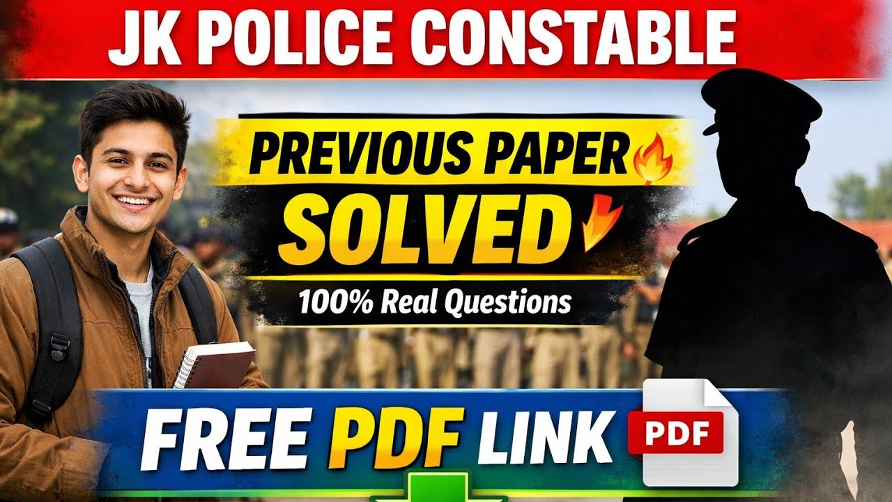 JK Police Constable Exam 2026🔥 Previous Paper Solved 🔥Free PDF Download Link