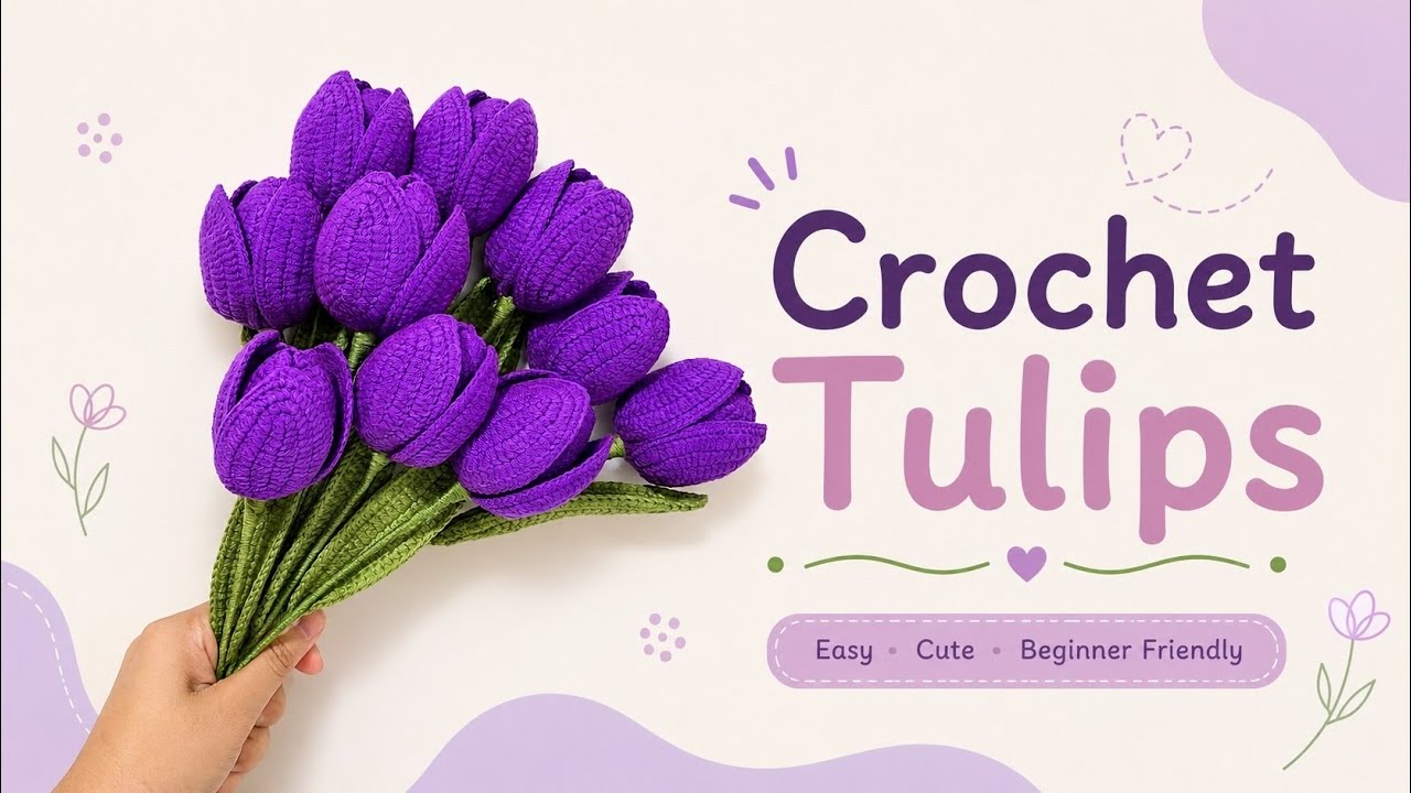 crochet tulips ถักดอกทิวลิป #crochet #temmycraft #crochettulips #handmade #tulip