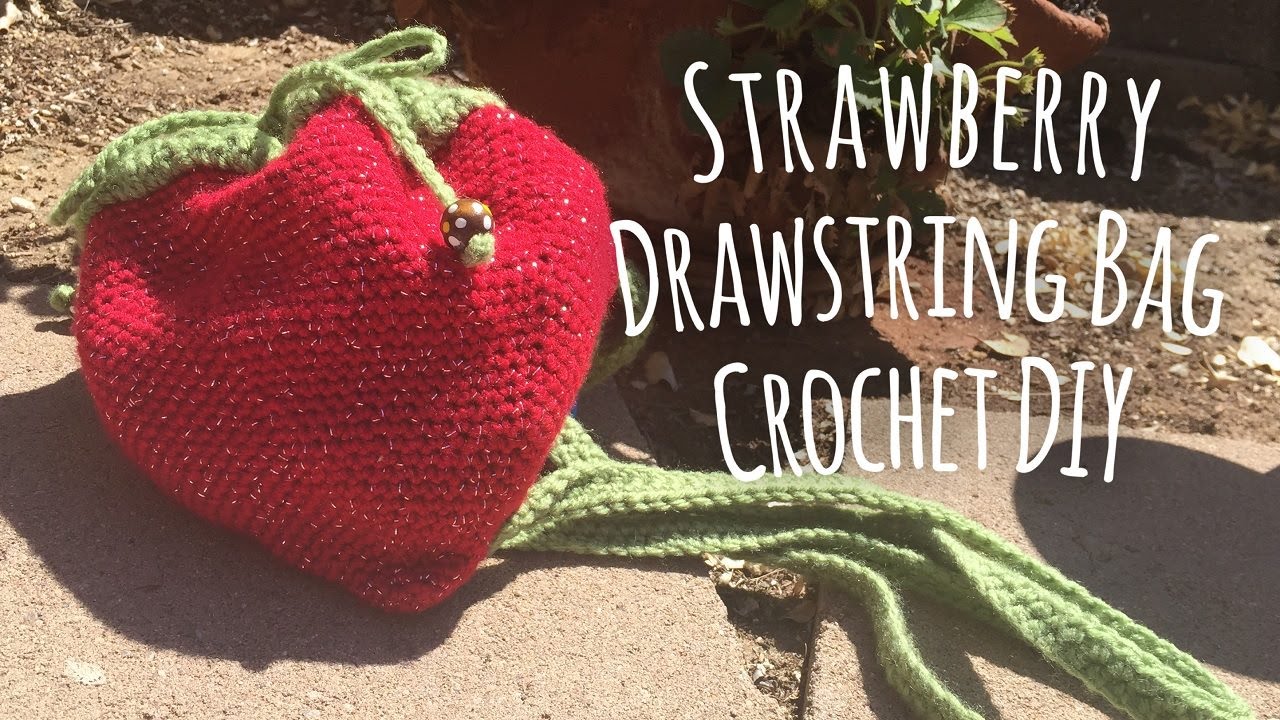 Strawberry Drawstring Bag Crochet DIY // Mad Little Crafter // Tutorial