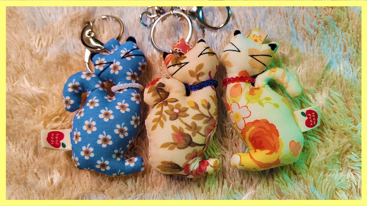 [ 셀프 DIY ] 작은 천 2장으로 만드는 고양이 키링 🐈❤️  How to make lovely cat keyring 🐈❤️ handmade
