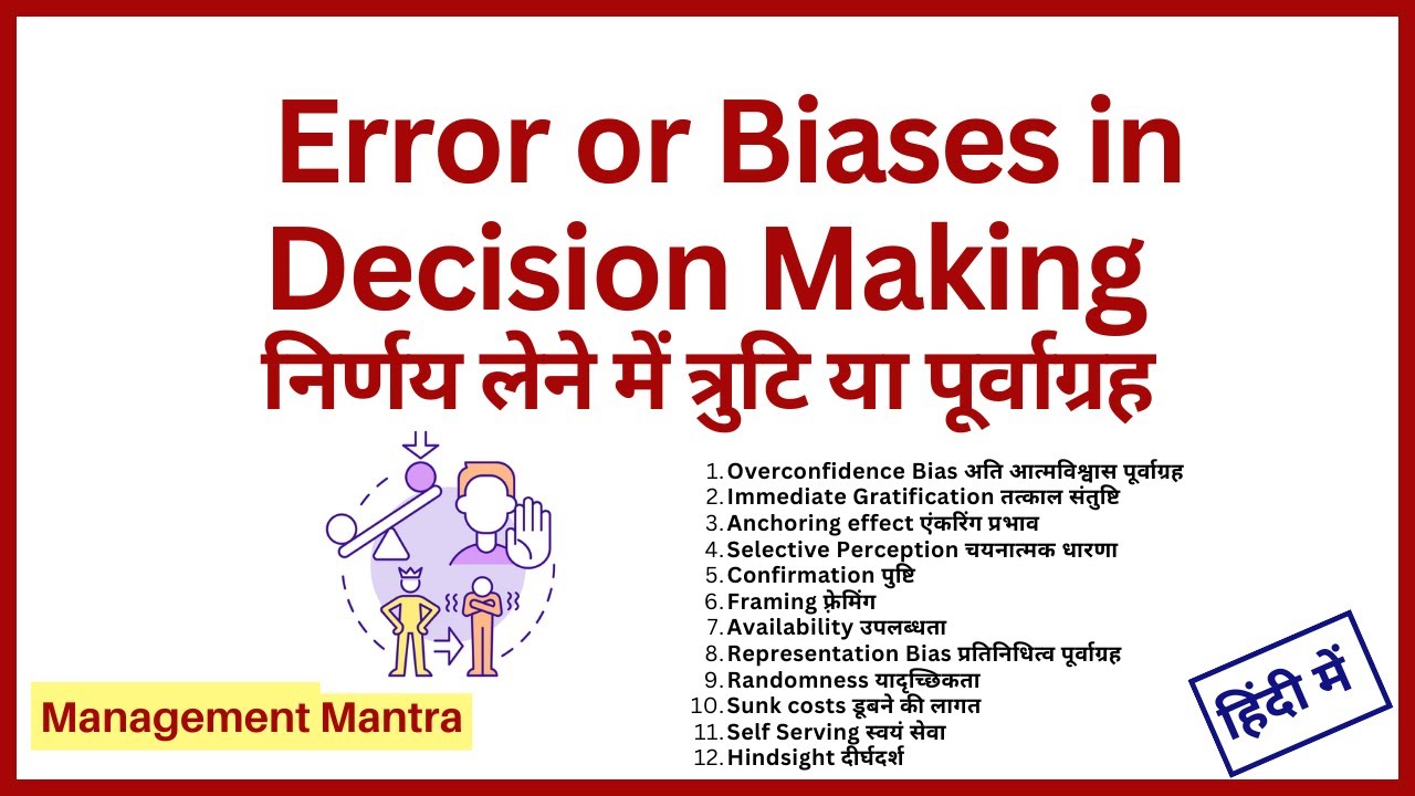 Biases and Errors in Decision Making| Organizational Behavior MBA, BBA, B.com, M.com, Management