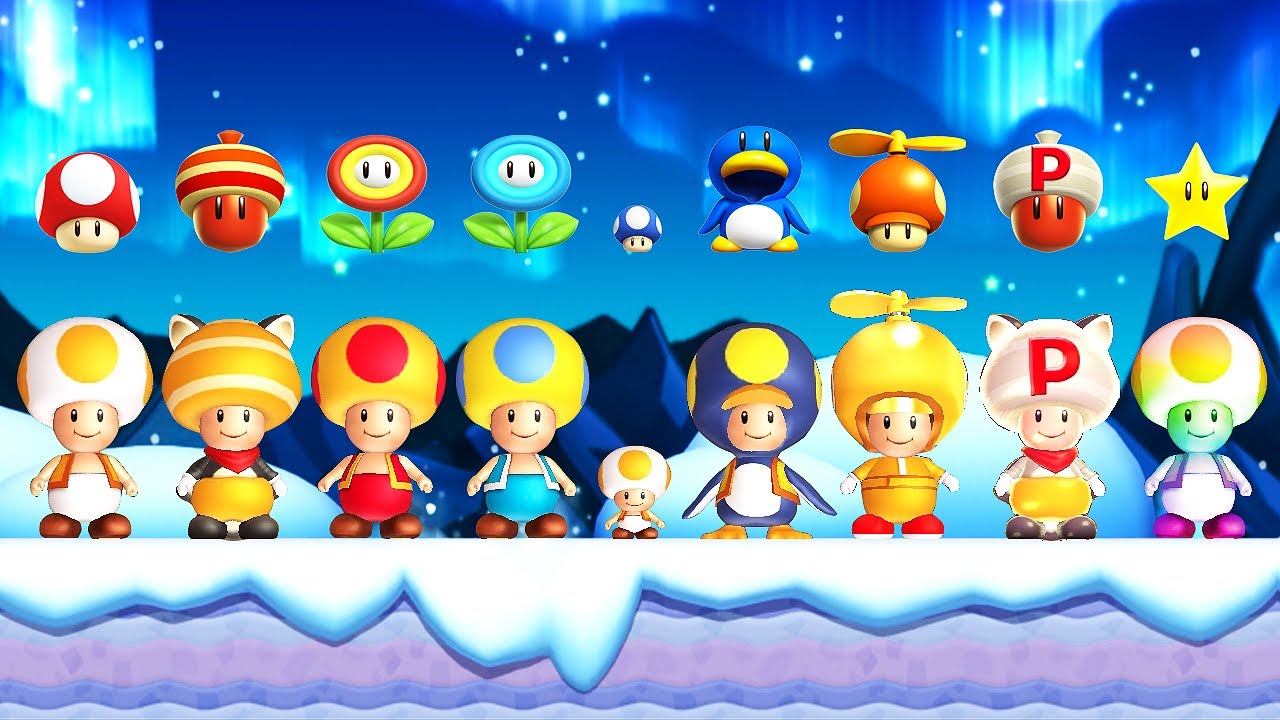 New Super Mario Bros. U Deluxe - All Yellow Toad Power-Ups
