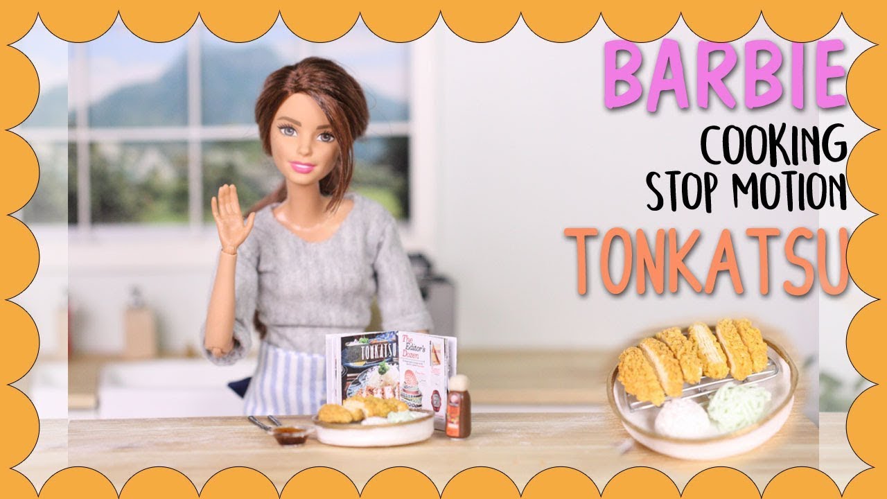 Barbie doll stop motion - Tonkatsu (Pork cutlet) Miniature Cooking