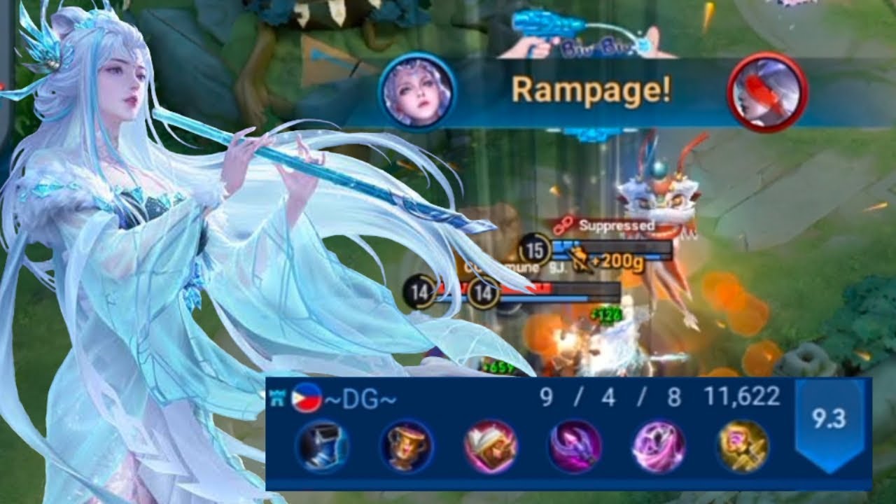Luna Clash Lane Gameplay - Hoarfrost Maiden Skin - Honor of Kings