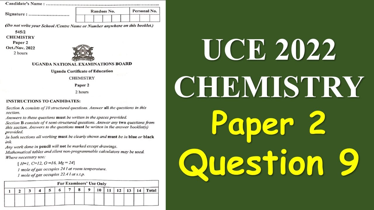 UCE 2020 Chemistry Paper: Question 9