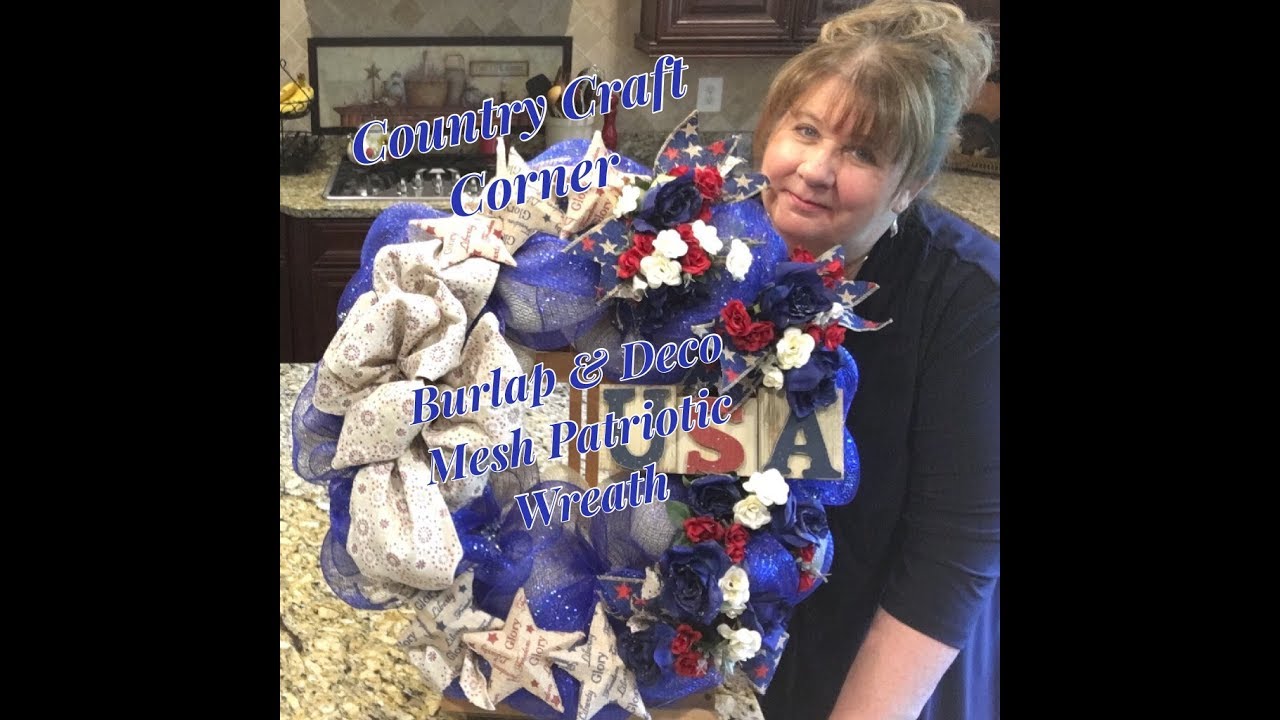 Burlap & Deco Mesh Patriotic Wreath Tutorial
