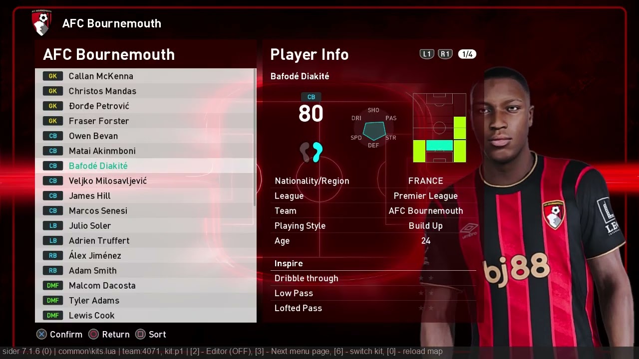 Обновление трансферного пакета AFC Bournemouth 2026 для PES 2021-SPFL2026