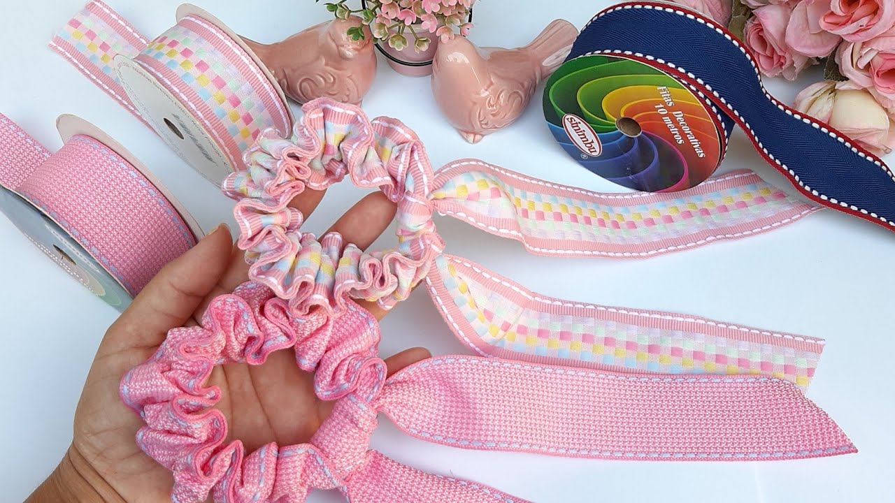 Scrunchie sem costura na fita número 9/ganhe muito dinheiro com essa tendência
