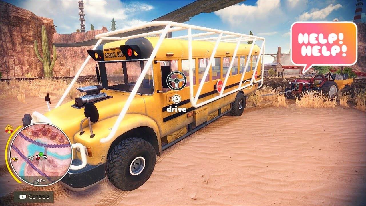 Chalky The School Bus Helps Loaded Truck In Mud | Off The Road Unleashed Nintendo Switch Gameplay HD