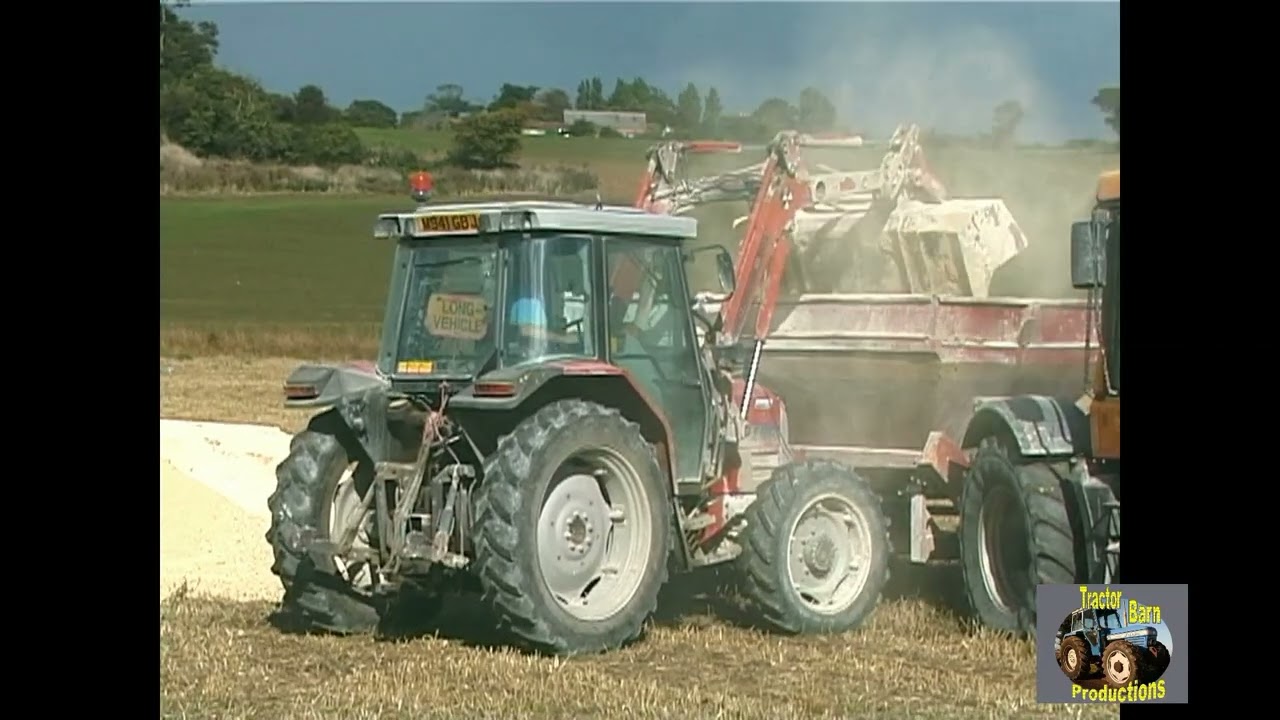 JCB FASTRAC 3185 AND BREDAL LIME SPREADER, MASSEY FERGUSON 6130 AND LOADER