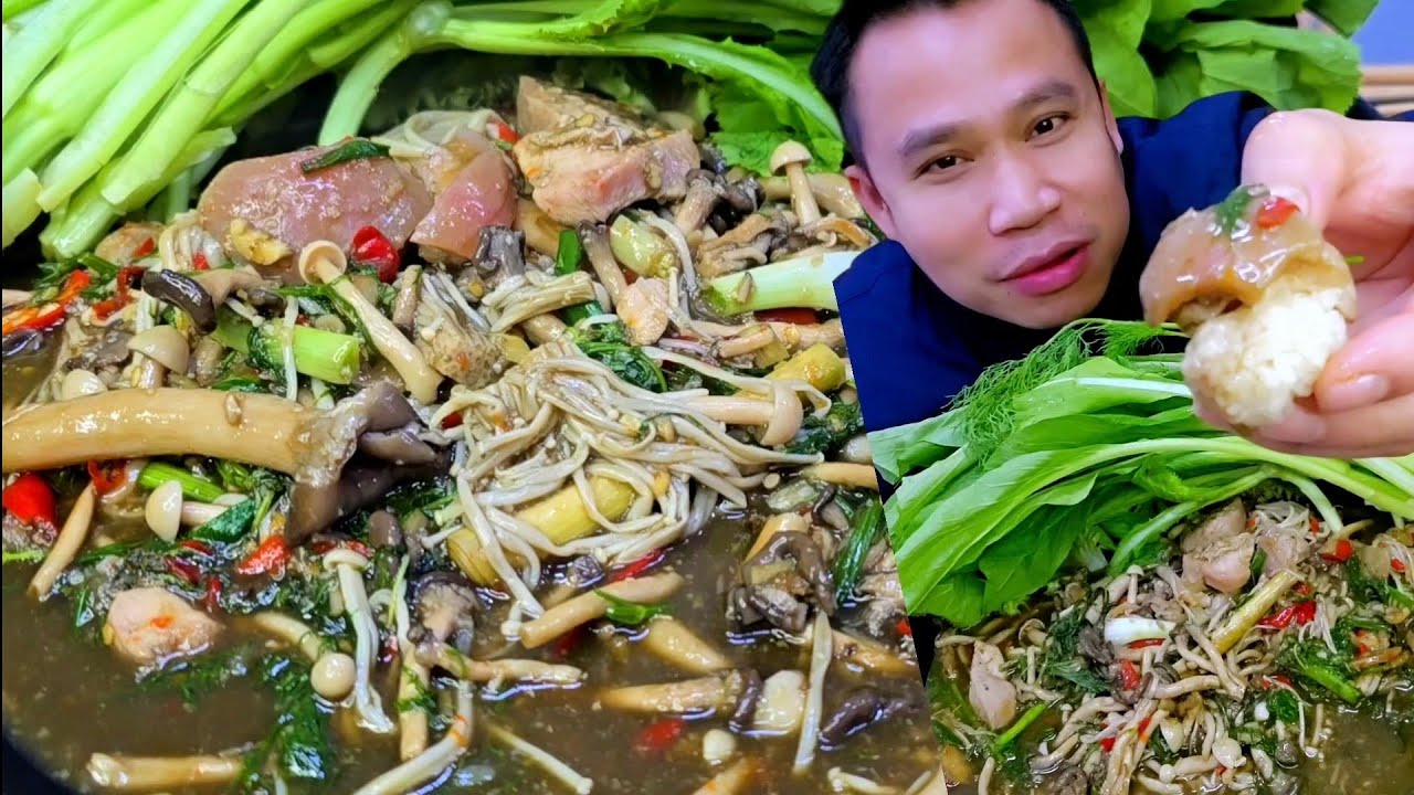 หมกหม้อ เห็ดรวมหมูสามชั้น นัวๆแซ่บๆ