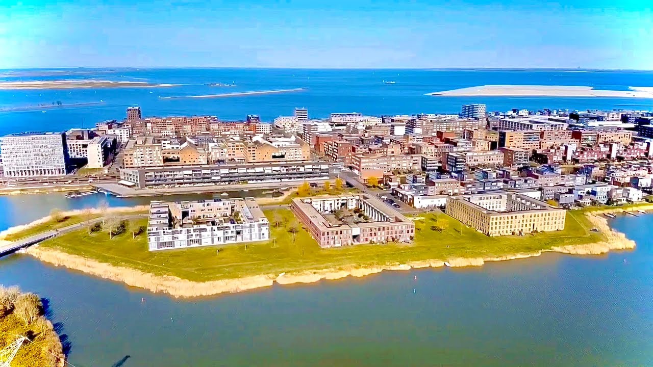 The Beautiful Island of Amsterdam, IJburg/ The Netherland. Amazing Drone Footage