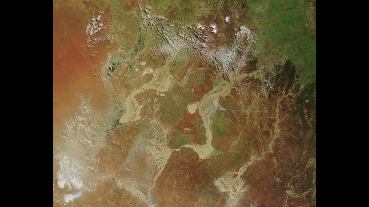 Lake Eyre filling 2025 - Satellite time lapse