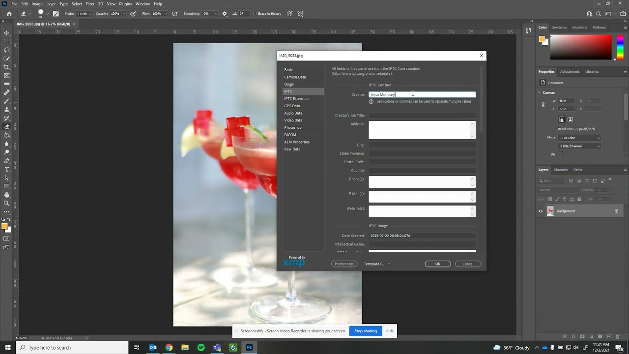 Adding Copyright Metadata in PS