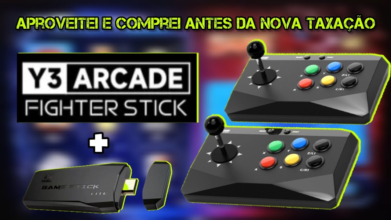 COMPREI O Y3 ARCADE FIGHTER, O GAME STICK 4K LITE QUE VEM COM CONTROLE DE FLIPERAMA DA DATA FROG