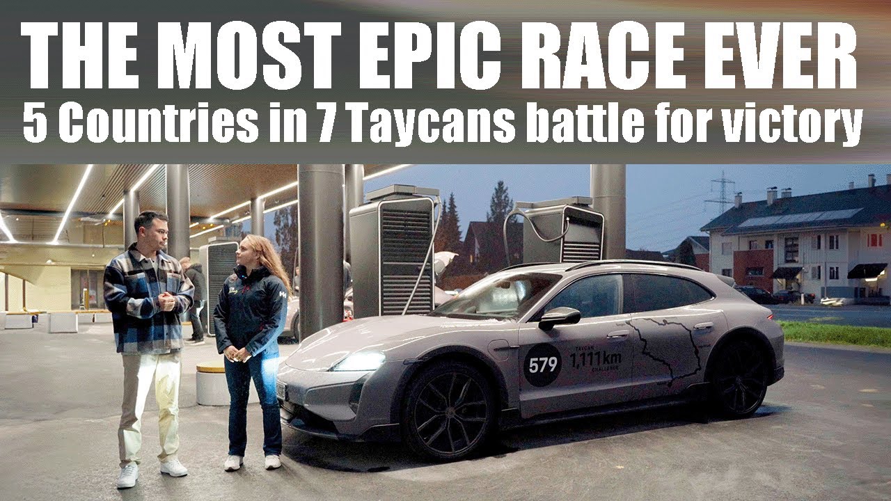 7 Porsche Taycans RACE OVER 1111km ! Norway vs Denmark vs France vs Italy vs Poland