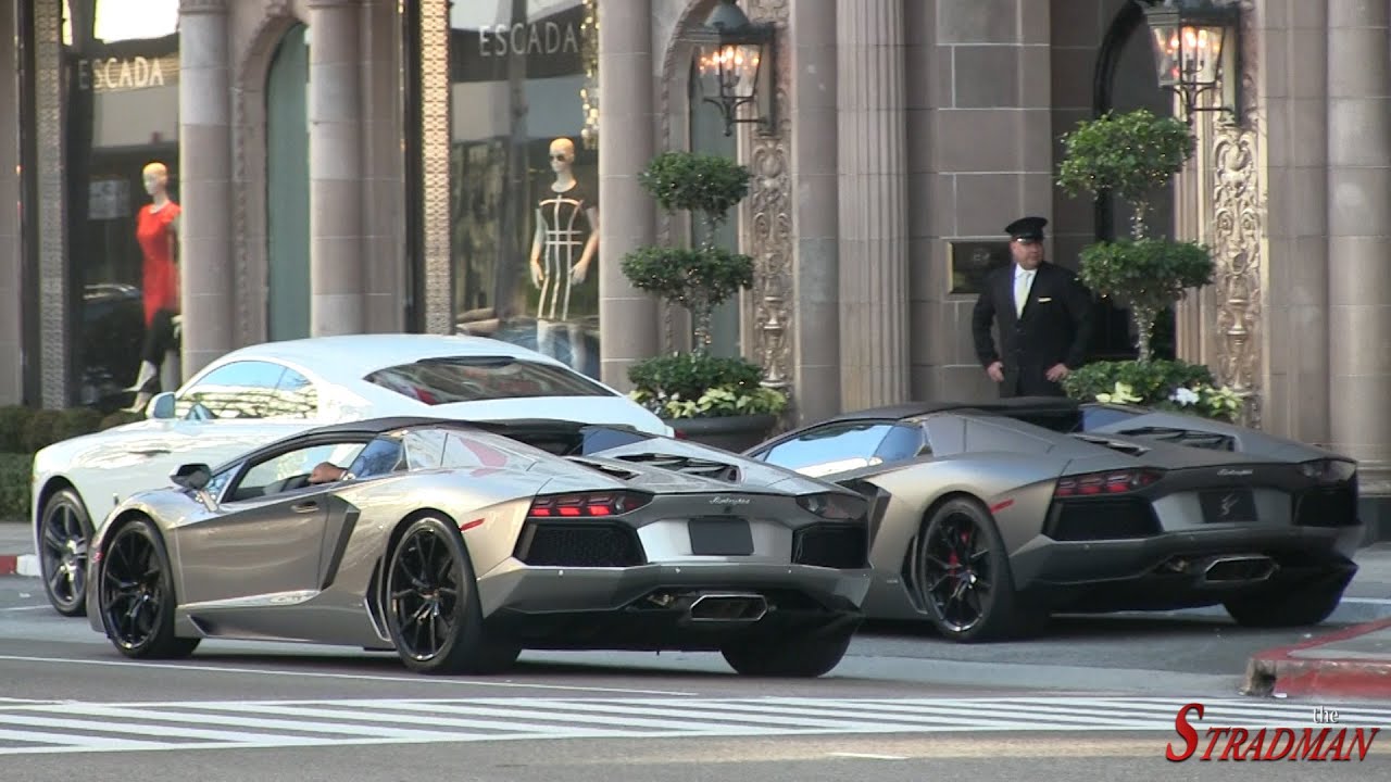 One Day of Supercars in Beverly Hillls:  Laferrari, P1, Bugatti Veyron, Lamborghini Aventador