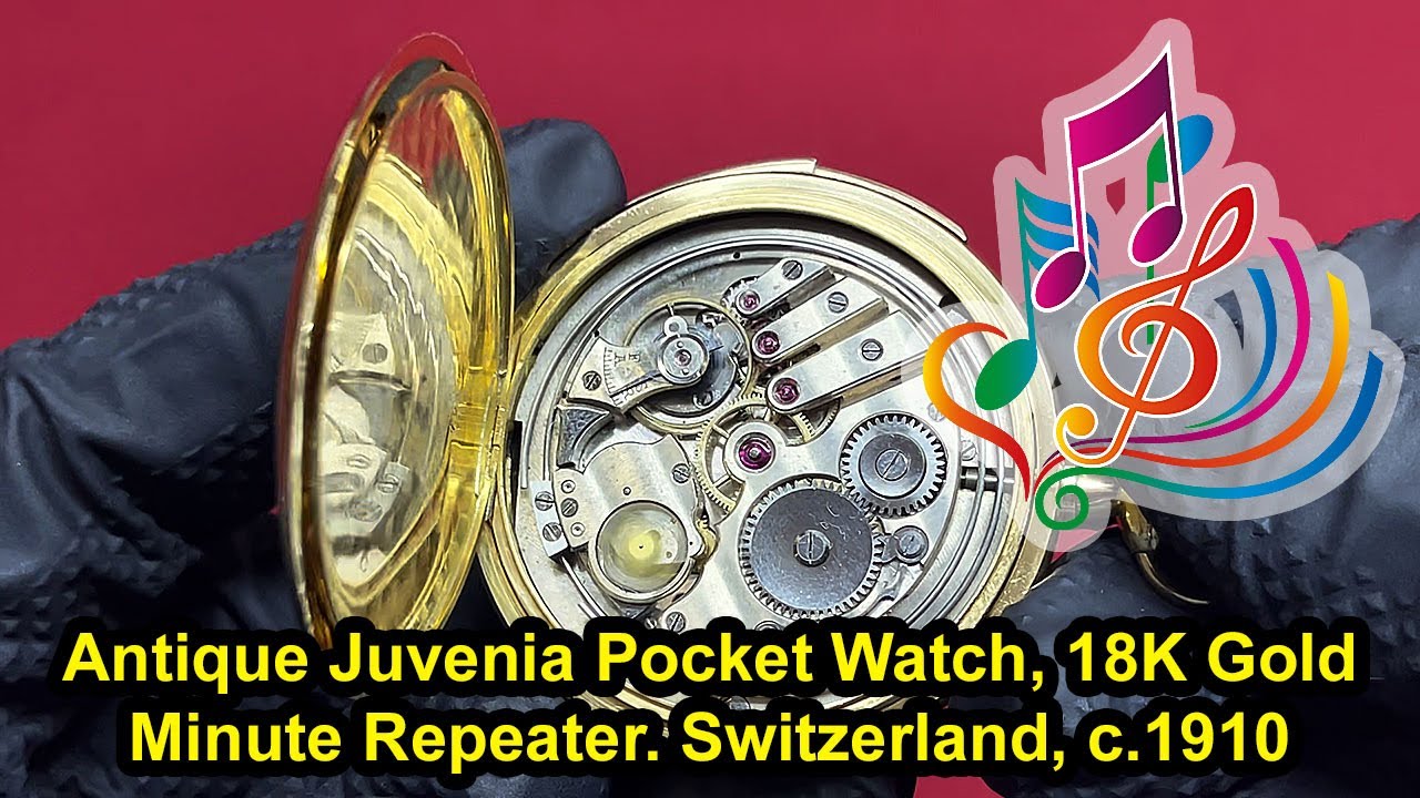 Antique Juvenia Pocket Watch, 18K Gold, Minute Repeater  Switzerland, c 1910 (BO-E-417)