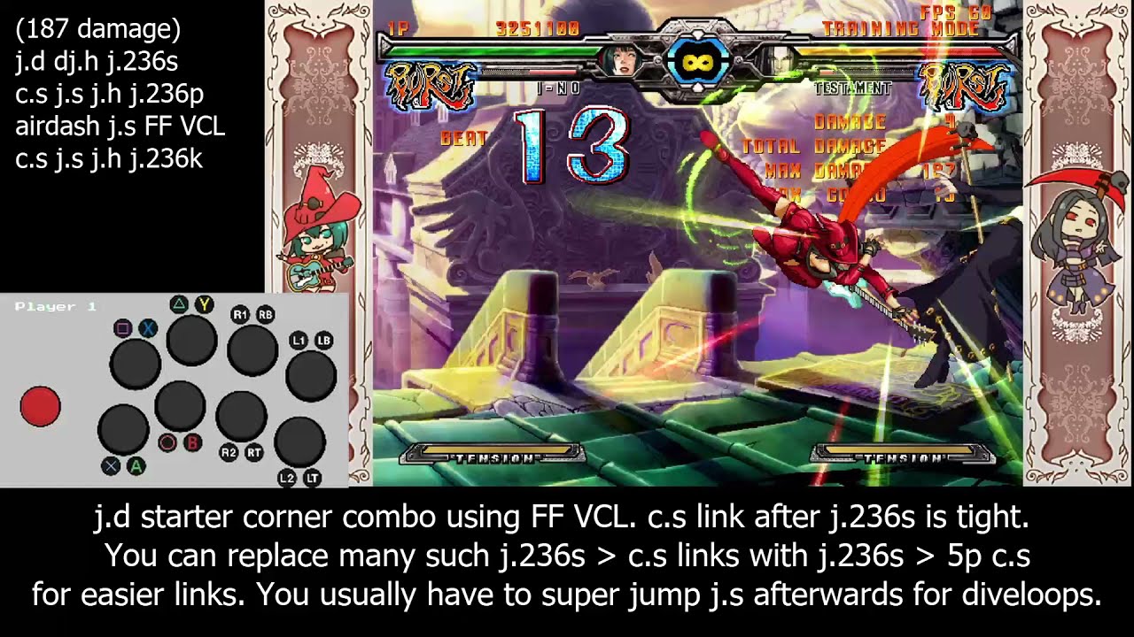 Guilty Gear XX ACPR - I-no basic combos