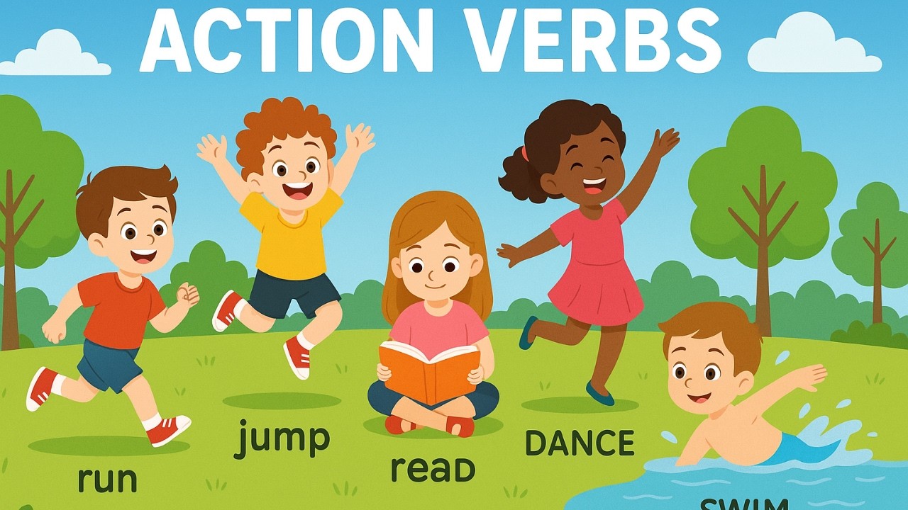 Action Verbs Learning in English, Action Verbs for kids learning, Learning Action Verbs.