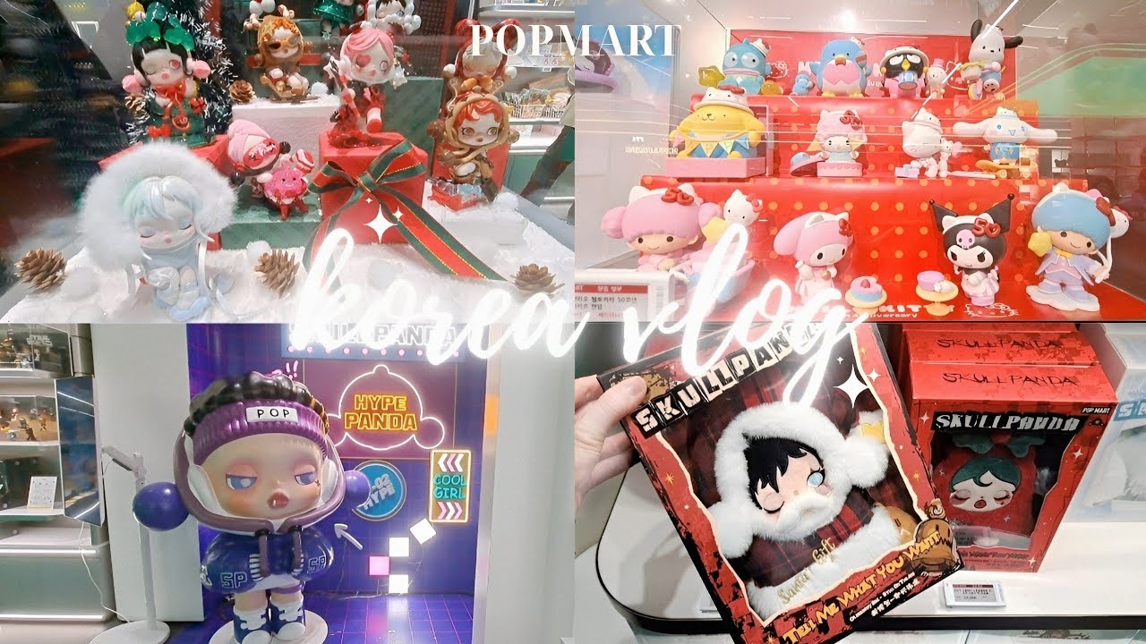 shopping in korea vlog🇰🇷 huge korea popmart tour 💖 skullpanda, labubu, crying baby, sanrio etc