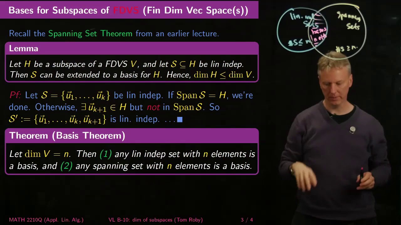 Dimension of Vector Spaces - Linear Algebra - B10