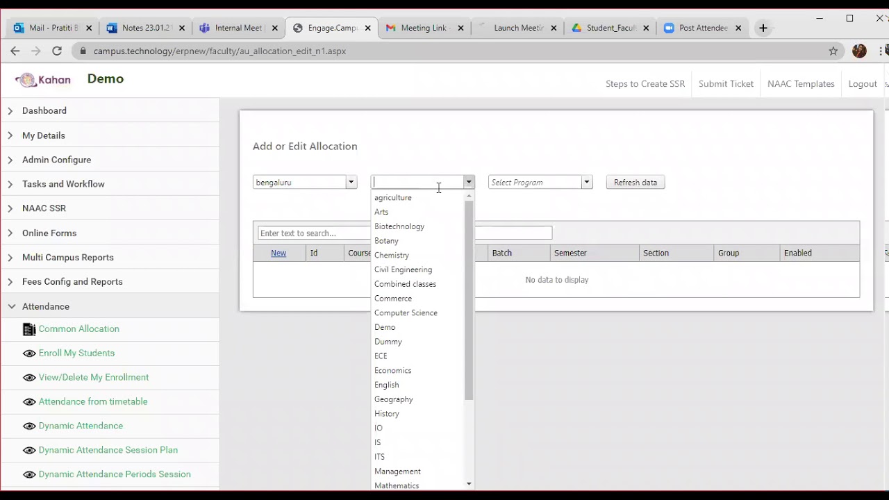 Campus.Technology - Subject Allocation using admin access