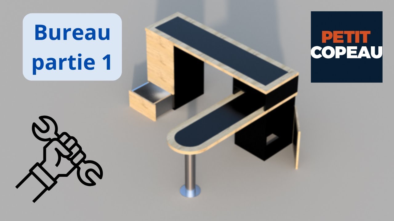 Part.2  Bureau design Acier/Chêne/Valchromat/Résine/Led