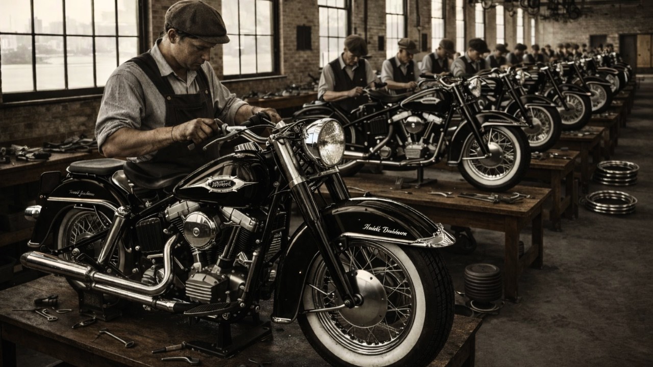 Inside the Harley-Davidson (1949) Factory: How  FL Hydra-Glide was built After WWII