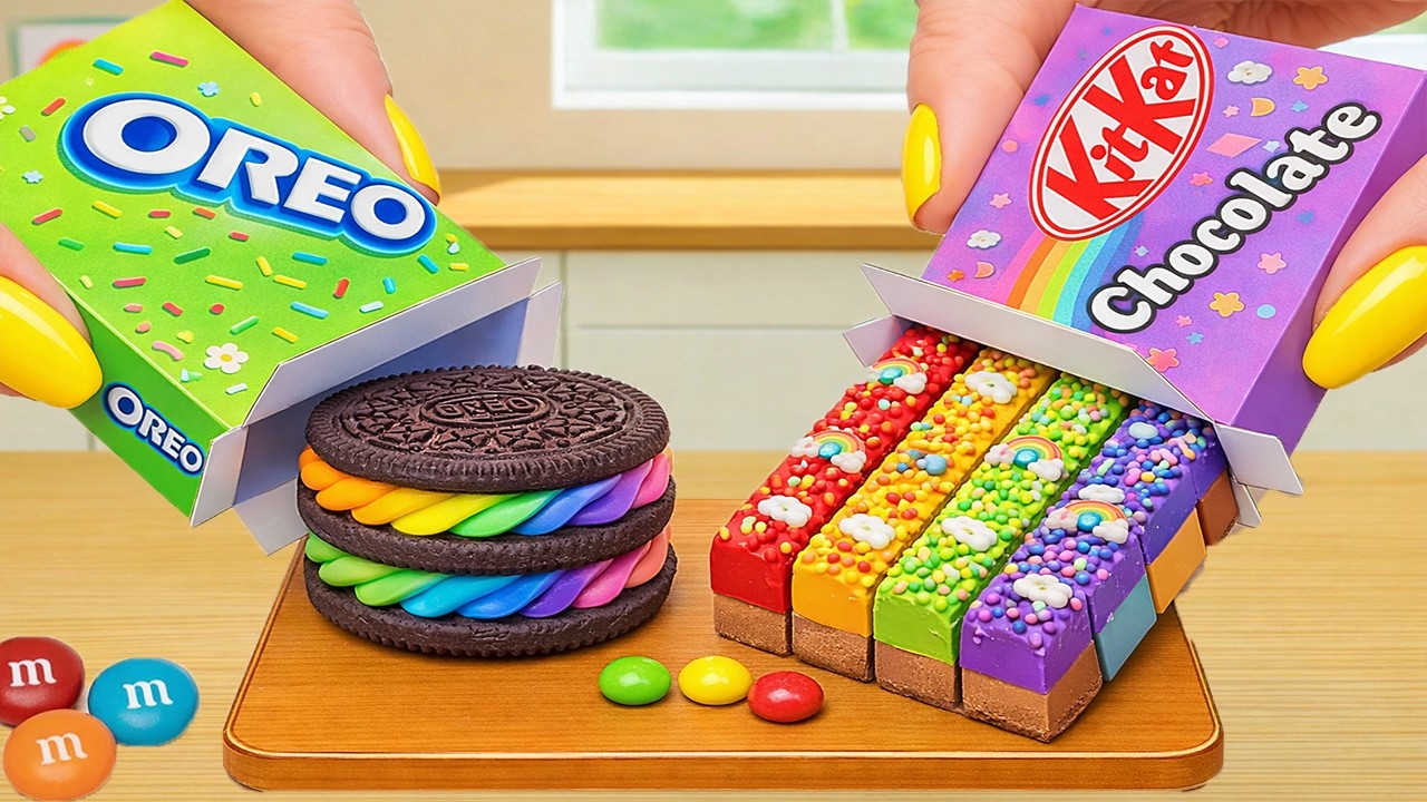 Mini Rainbow Cake Recipe with Chocolate 🌈 Baking 1000+ Mini YUMMY Rainbow KITKAT OREO Cake Ideas