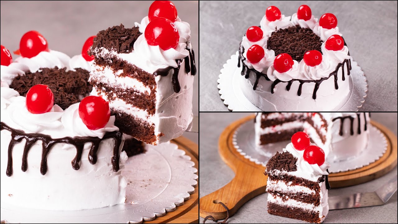 BLACK FOREST CAKE RECIPE | EGGLESS & WITHOUT OVEN