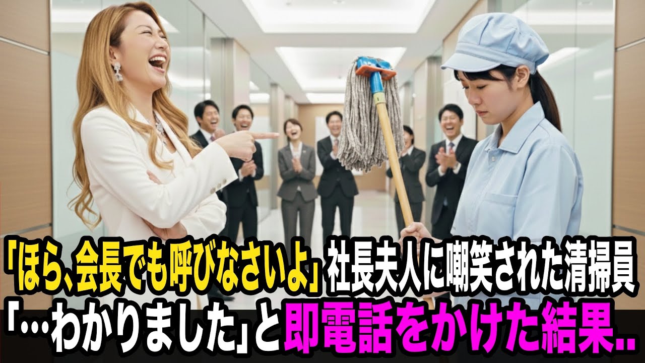 「私の夫は社長よ！悔しいなら会長でも呼んでみなさいよ」と社長夫人に見下された清掃員の女性。「…わかりました」と即電話した結果…