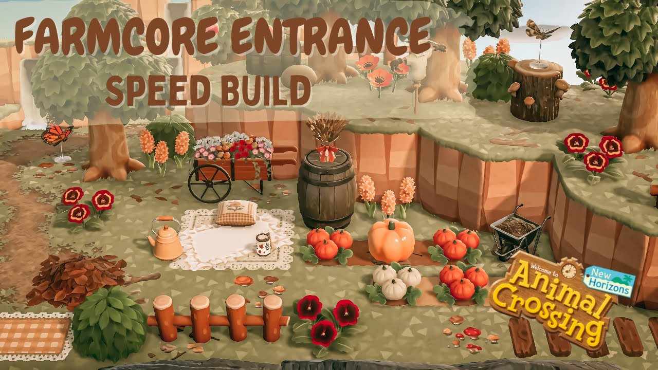 Autumn Farmcore Entrance Speed Build // Animal Crossing New Horizons