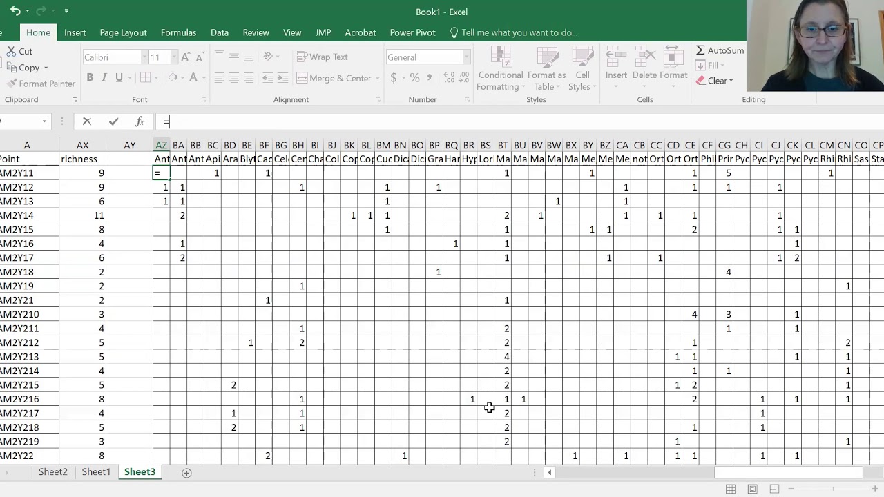 Field Ecology - some diversity metrics in excel