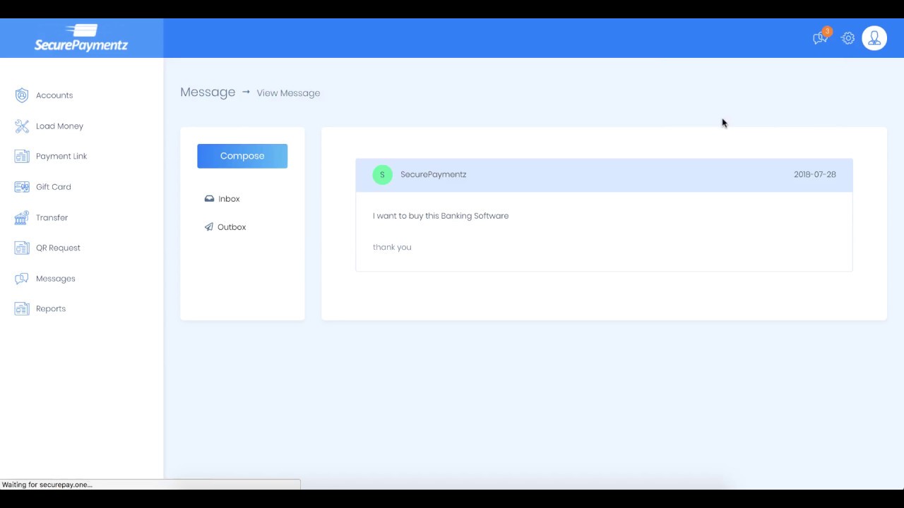 Virtual Bank Script - Secure Paymentz - Bank Messages System