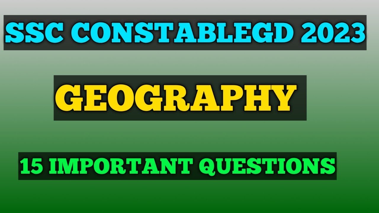 SSC CONSTABLE GD 2023 || GEOGRAPHY || 15 IMPORTANT QUESTIONS || TAMIL