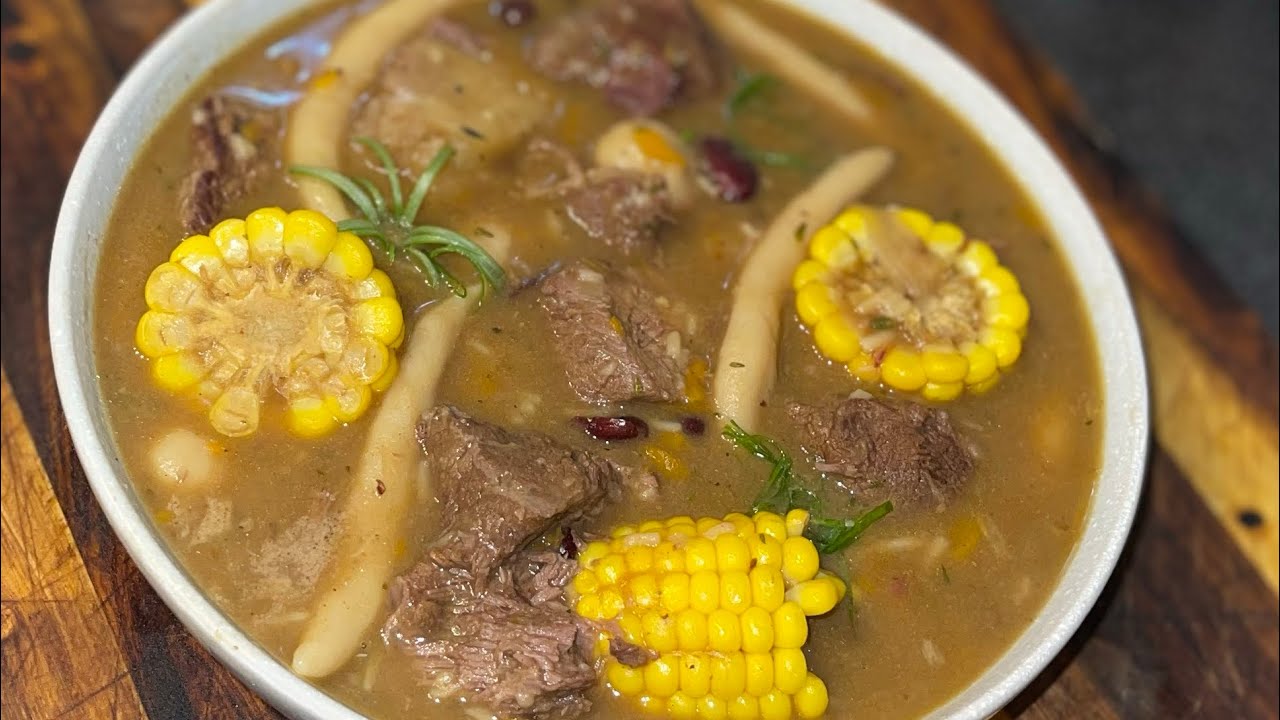 Saturday soup. Jamaican style Saturday soup / beef and red peas