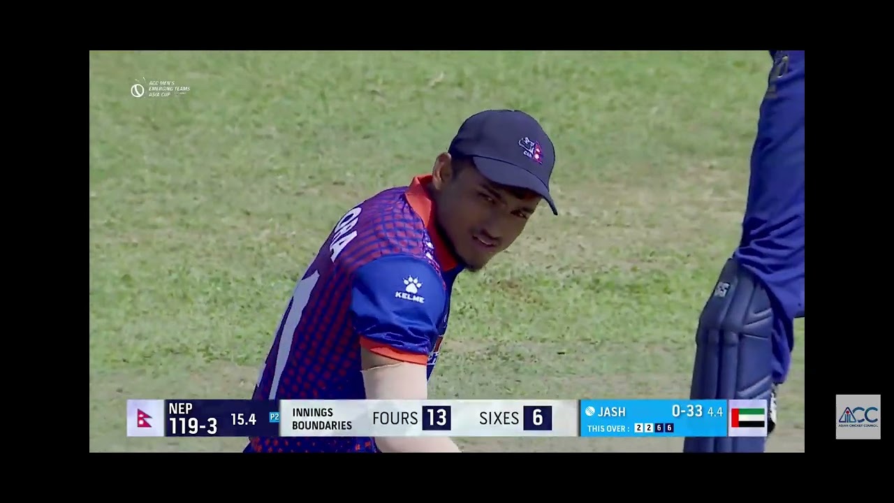 sandeep jora 21 off 6 balls against UAE A in acc emerging teams cup