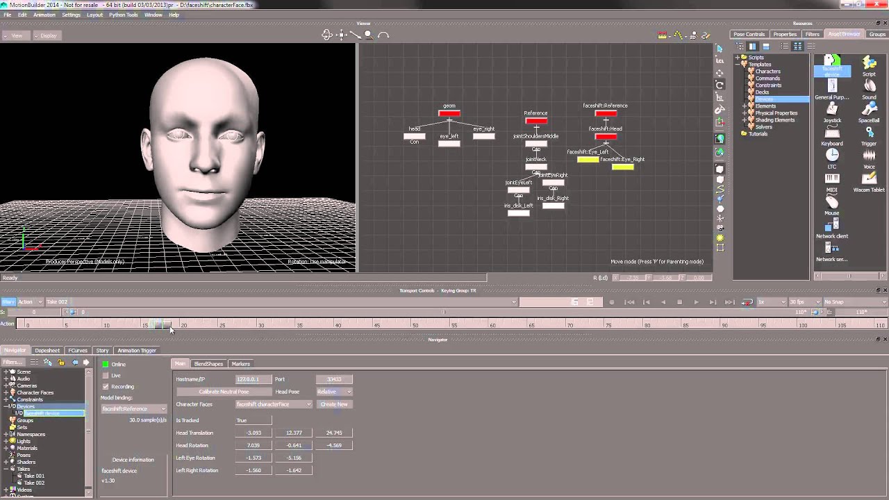 faceshift motion builder plugin tutorial: 6 Record Plot