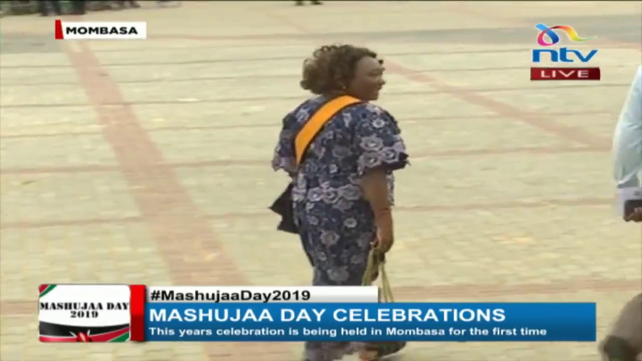 Former first lady, Mama Ngina Kenyatta arrives for Mashujaa Day celebration